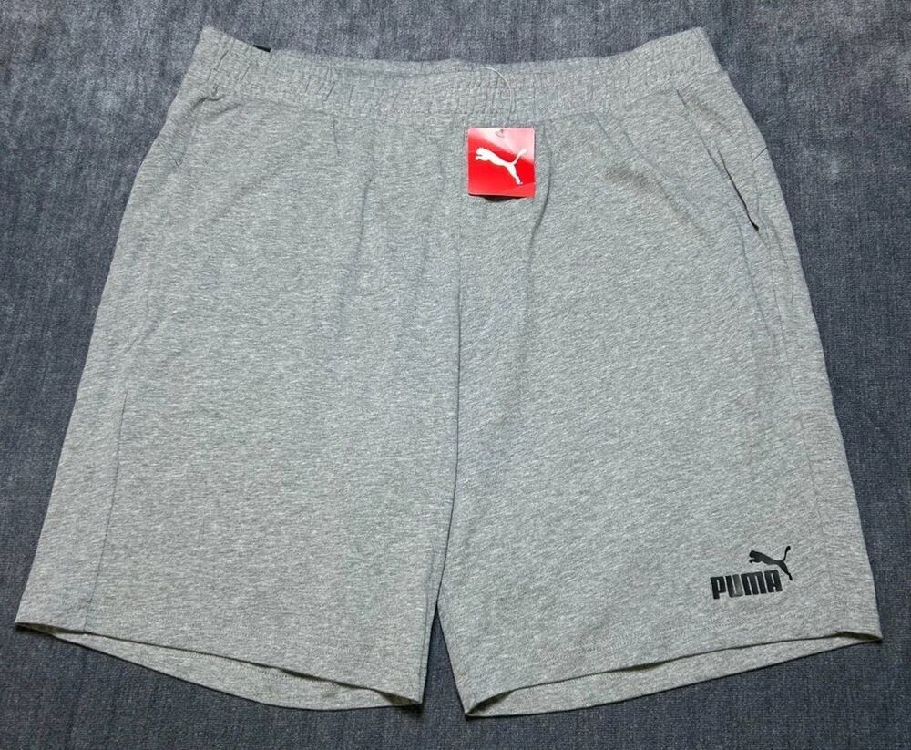 NWT Puma ESS Jersey Shorts Men's 2XL Gray Elastic Waist Drawstring Lightweight